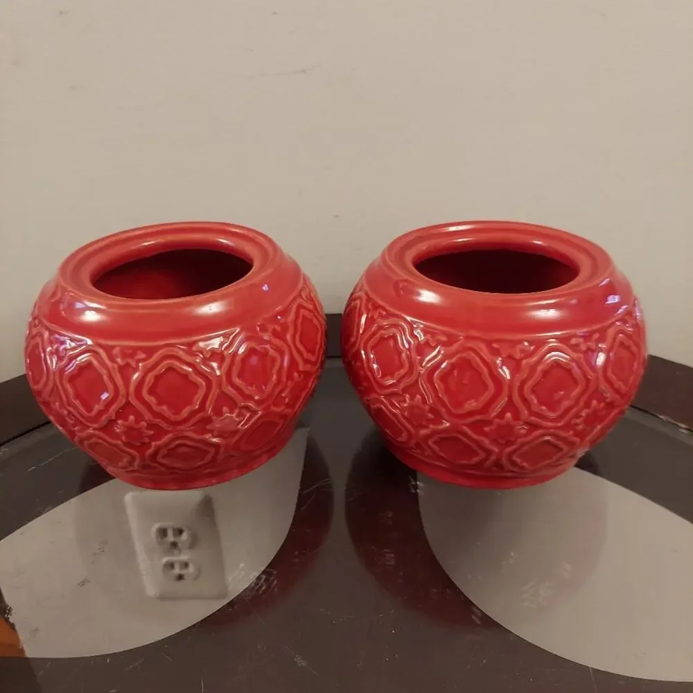 Mid Century Red Ceramic Geometric 4